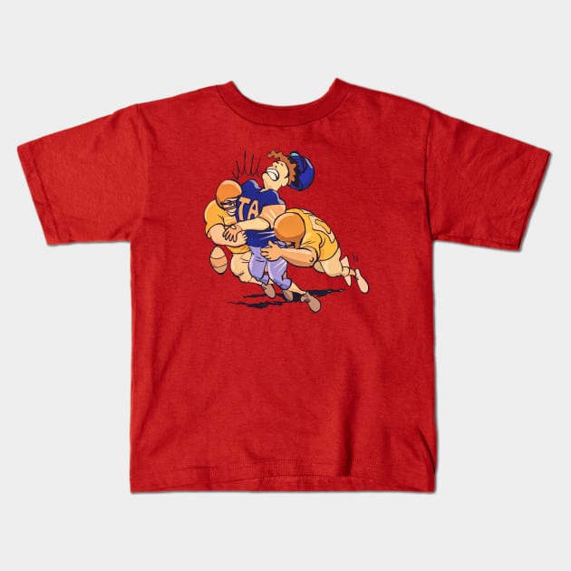 Football Game Tackle Kids T-Shirt by koolteas